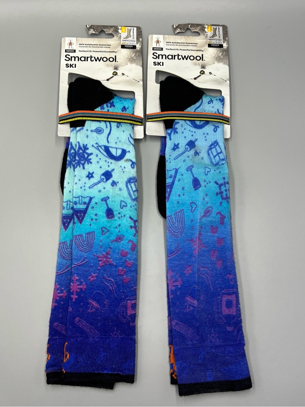 2 Pairs! Smartwool Ski Over-The-Calf Merino Zero Cusion Socks, Unisex Sz L